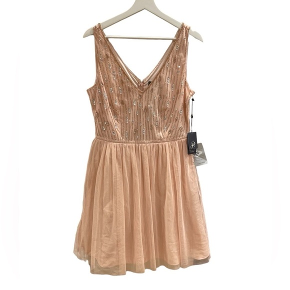 Adrianna Papel Sleeveless Beaded Tulle Dress - Picture 1 of 11